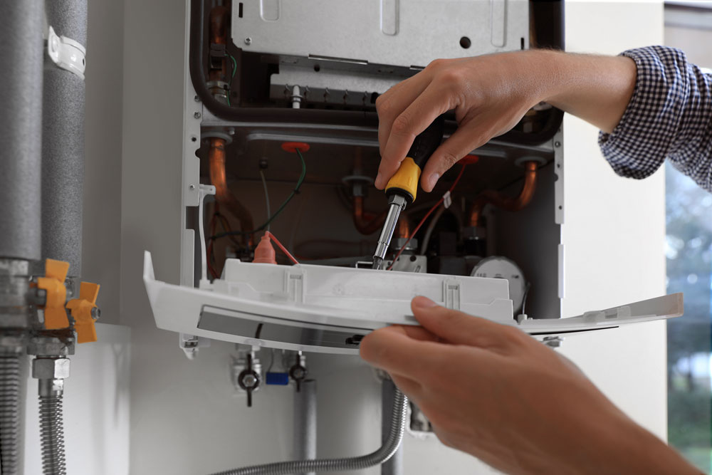 Man repair an AC unit